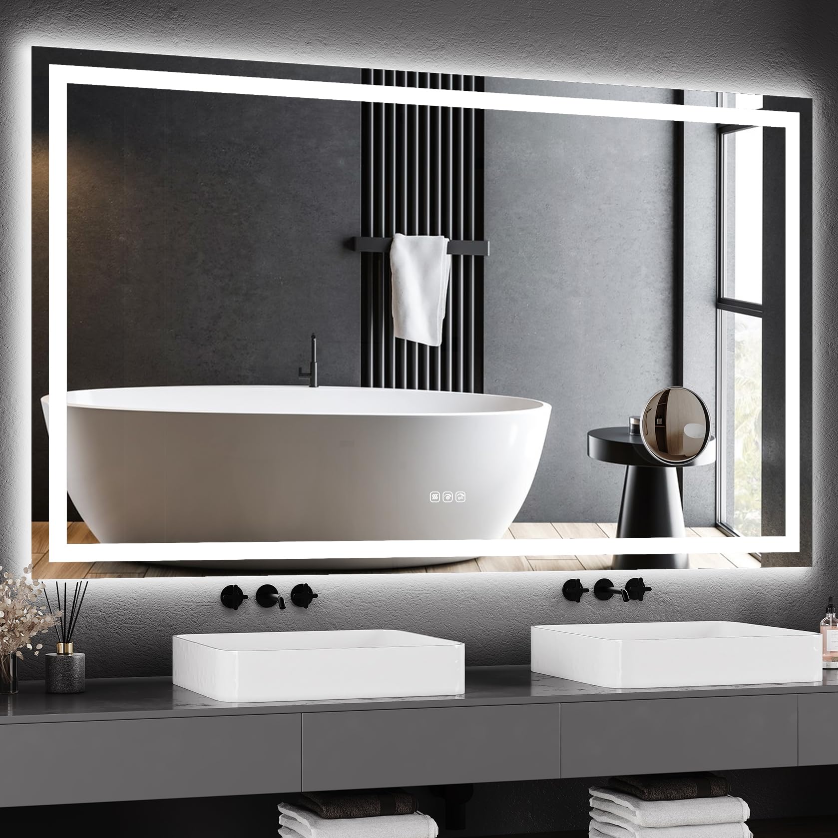 Photo 1 of ** NEW ** GarveeHome 60"x 36" LED Bathroom Mirror with Lights, Dimmable, Anti-Fog, Backlit + Front Lit, Smart Bathroom Vanity Mirror for Wall, Memory Function, Shatter-Proof (Horizontal/Vertical)