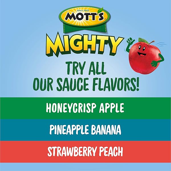MOTT’S MIGHTY PINEAPPLE BANANA APPLESAUCE, 3.2 OZ CLEAR POUCHES, 48 COUNT (4 PACKS OF 12), NO SUGAR ADDED, GOOD SOURCE OF FIBER, SUPPORTS A HEALTHY DIGESTIVE SYSTEM, GLUTEN-FREE, KOSHER