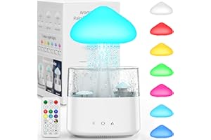 SMINIKER Rain Cloud Humidifiers 450ML Water Drip Mushroom Humidifiers with Remote Control 7 Colors Mood Light Air Humidifier Raindrop Humidifiers for Bedroom