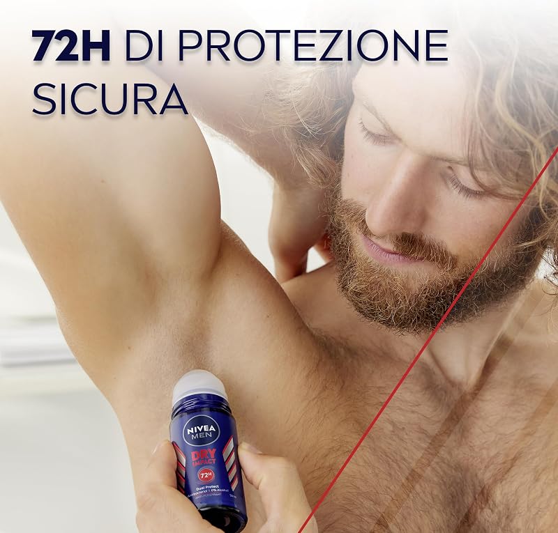 MEN Dry Impact Roll-On Antitraspirante, 6 x 50 ml