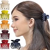 RC ROCHE 6 Pcs Double Claw Hair Clip Tooth Claw Clip Grip Tooth Jaw Clamps Thin Fine Hair Strong Hold No Slip Undo Clutchers for Women, Small Classic Multicolor