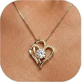 ZOFnic Heart Necklace for Women 14K Gold Plated Adjustable Length Chain Pendant Elegant Initial Jewelry Gift for Mom Daughter Friend Perfect for Birthday Anniversary Christmas Valentine's Day