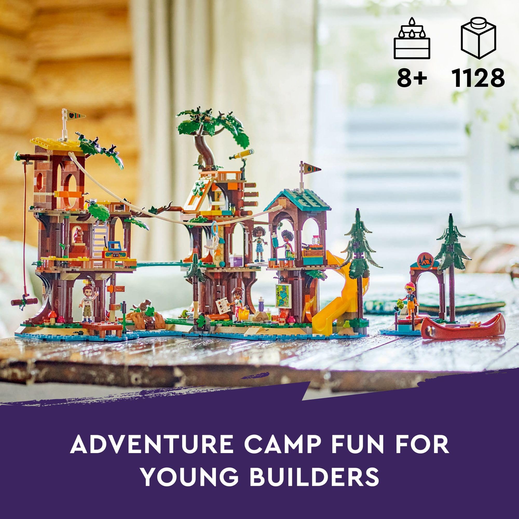 LEGO Friends Adventure Camp Tree House Building Toy - Pretend Play Toy Figures & Playsets for Girls & Boys, Ages 8+ Years - with 5 Mini Dolls & 5 Animal Figures - Gifts for Kids - 42631