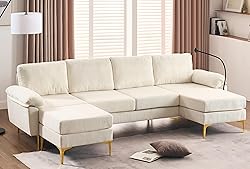 UPHYB 114” U-Shaped Sectional Sofa Couch,Corduroy