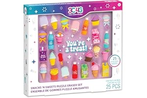 Make It Real 3C4G: Snacks 'N Sweets Puzzle Eraser Set - 25 Food-Shaped Puzzle Erasers, Pull Apart & Put Back Together, Three Cheers for Girls, Kids Ages 8+