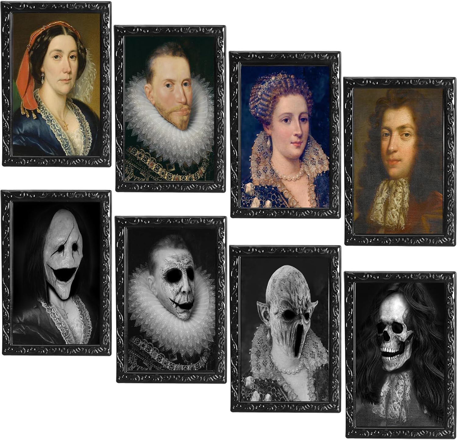 Photo Albums, Frames & Accessories - LUMEKO 4 Pack Halloween Decoration 3D Changing Face Moving Picture Frame Portrait Horror for Horror Party Decors Castle House Home Decorations(StyleB)