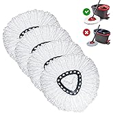 4-Pack Microfiber Spin Mop Refills, Mop Heads Replacement for O-Ceda Easy Wring Spin Mop - White 1-Tank System Compatible for