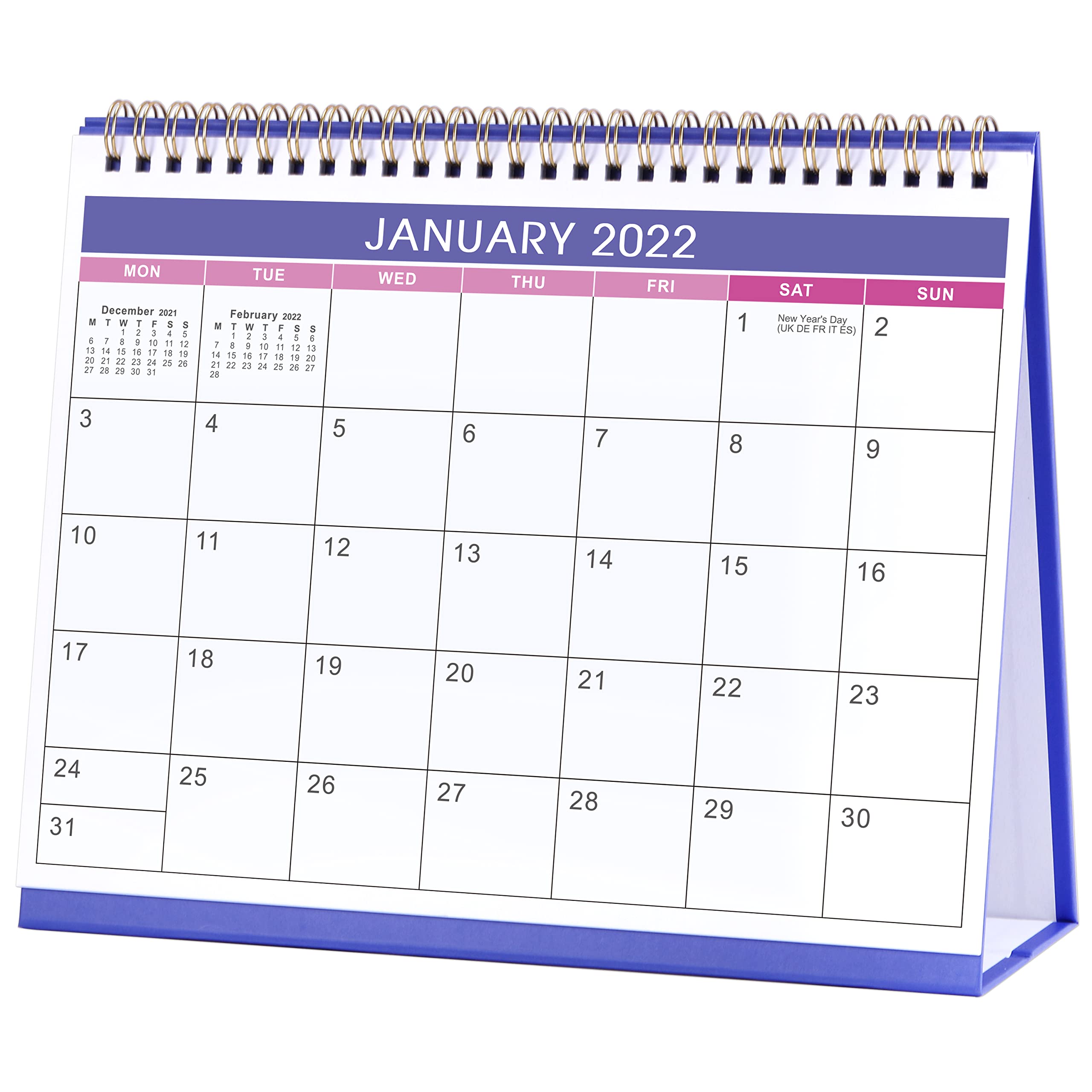 Desk Calendar 2022-18 Monthly Calendar 2022 Runs from Jan. 2022 to June. 2023 25.3 x 20.5 x 7.8 cm Simple Purple