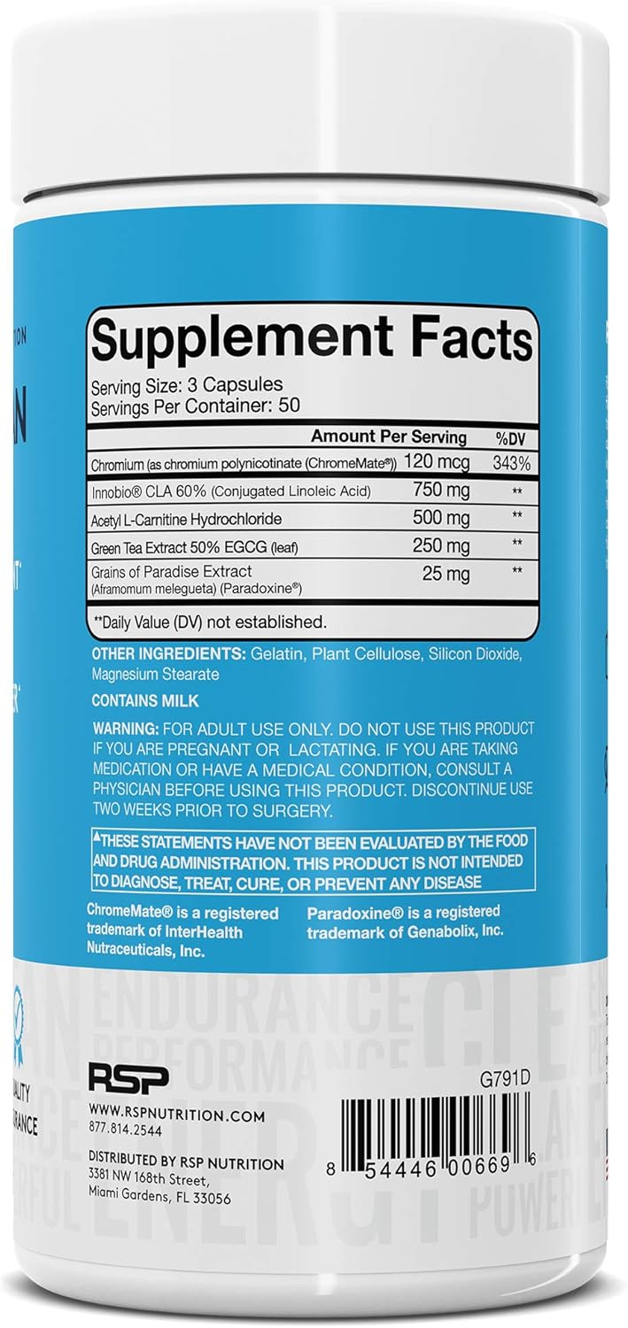 RSP Nutrition QuadraLean - Stimulant Free Weight Management, Metabolism Booster, Energy & Appetite Support - CLA, L-Carnitine, Green Tea Extract, Non-Stim Formula, 50 Serv (Packaging May Vary): Health & Personal Care