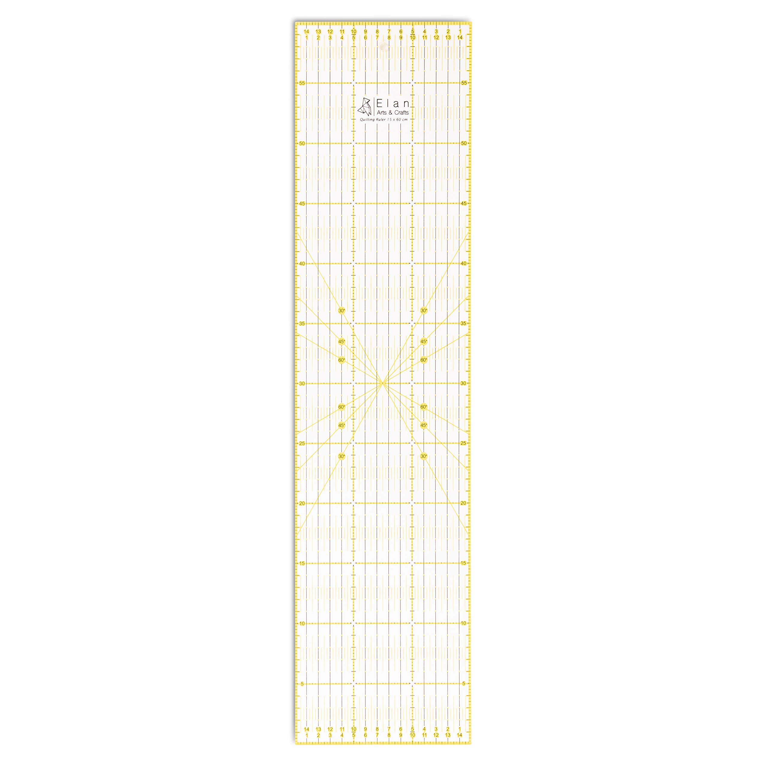 Elan Sewing Ruler 60cm x 15cm, Transparent Quilting Rulers, Acrylic Sewing Rulers, Metric Quilting Ruler for Cutting Fabric, Patchwork and Dressmaking