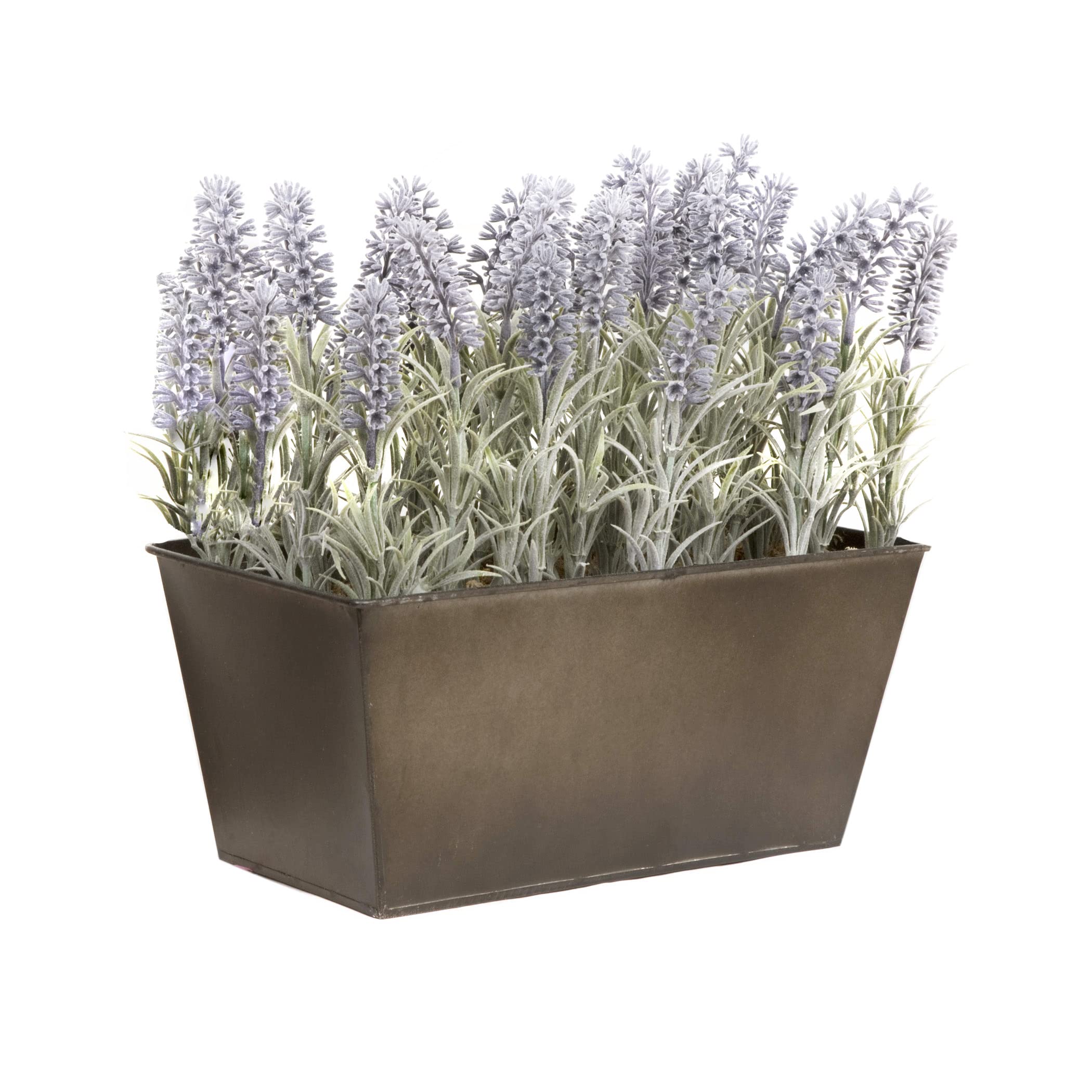 Artificial Lavender in Rustic Tin Planter (Window Box) 30cm