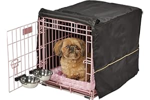 MidWest Homes for Pets Single Door iCrate 55.88cm Long Dog Crate Kit, Includes Crate, Pet Bed, 2 Bowls and Crate Cover, Divid