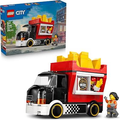 LEGO City Fries Truck 60488 with 2 Minifigures and Kiosk | Food Truck Toy
