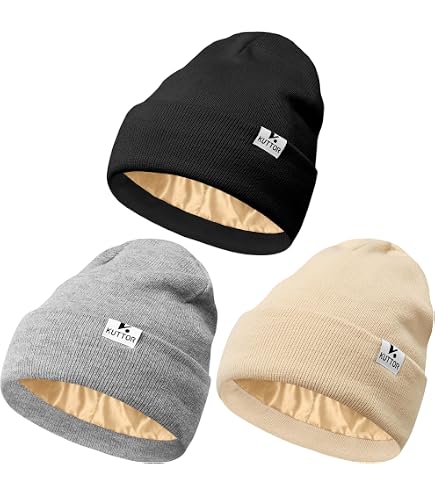 Satin Lined Beanie for Women Men Winter Silk Lined Hat Warm  display picture 3
