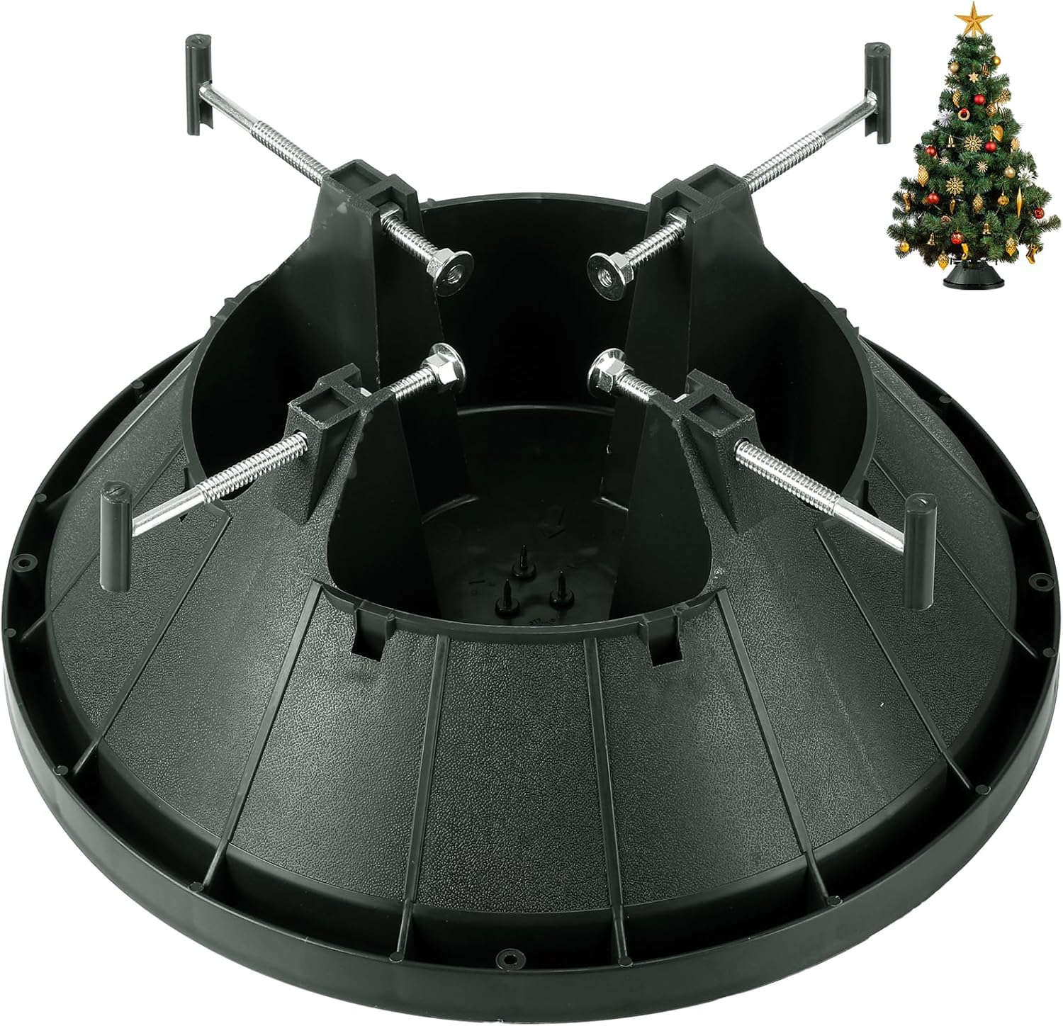 Tree Stands - Chitidr Christmas Tree Stand with Water Reservoir Stand for up to 10' Trees Simple Green Tree Stabilizer Holder with 4 Fixing Screws Holds 1.1 Gal of Water or Nutrient Odorless Lightweight