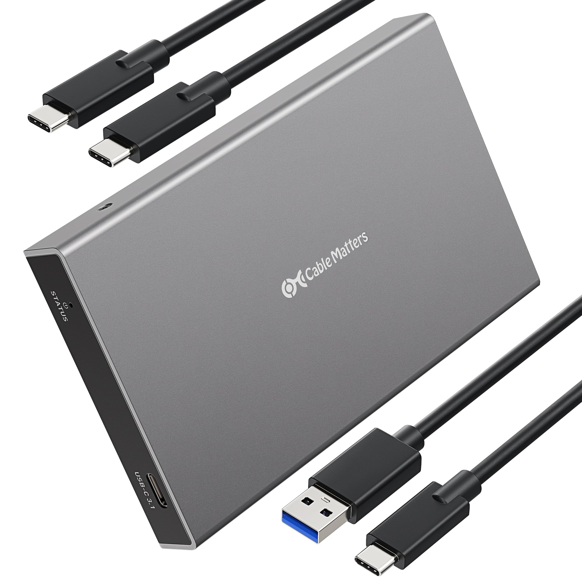 Photo 1 of Cable Matters Premium Aluminum 10Gbps Gen 2 USB C Hard Drive Enclosure for 2.5" SSD/HDD with USBC and USB Cables - Thunderbolt 4 / USB4 / Thunderbolt 3 Port Compatible with MacBook Pro, MacBook Air