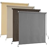 AOSKY Outdoor Roller Shades，Cordless Patio Shades Roll Up Outdoor Blinds，Roller Blinds Cloth for Porch Pergola Balcony Backyard Windows，48" W x 72" H，Grey