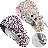 Satin Lined Scrub Caps with Buttons & Sweathand, Surgical Caps for Women