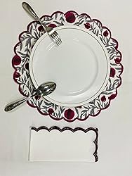 Ridhi Sangria Red Bo-ho Round Place Mat Double