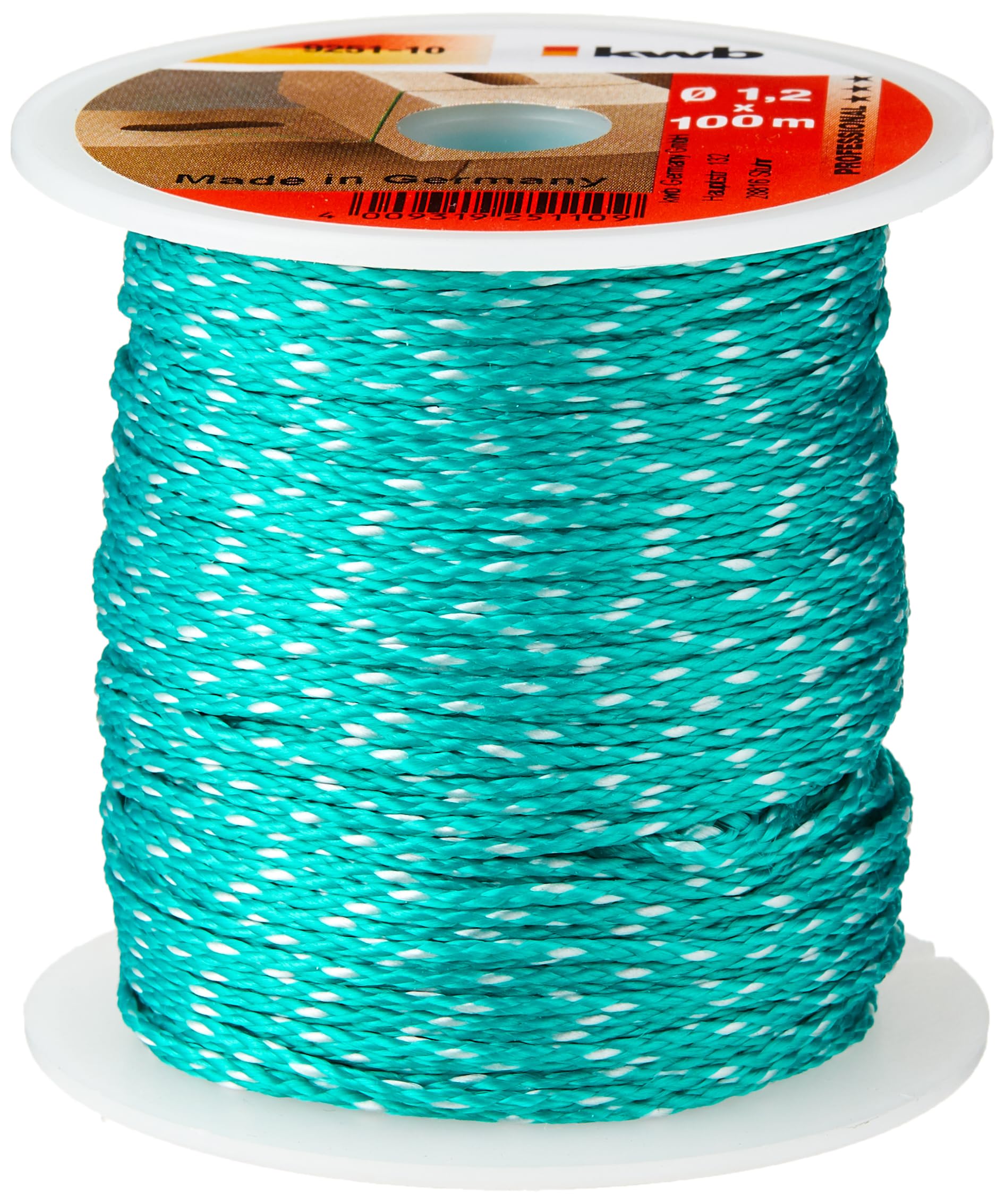 KWB Mason's LINE 100 Meters | 1.2 MM Thickness | Green Nylon | Braided | Made in Germany