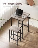 VASAGLE Bar Table and Chairs Set 2-Piece Space-Saving Heather Greige Ink Black view 4