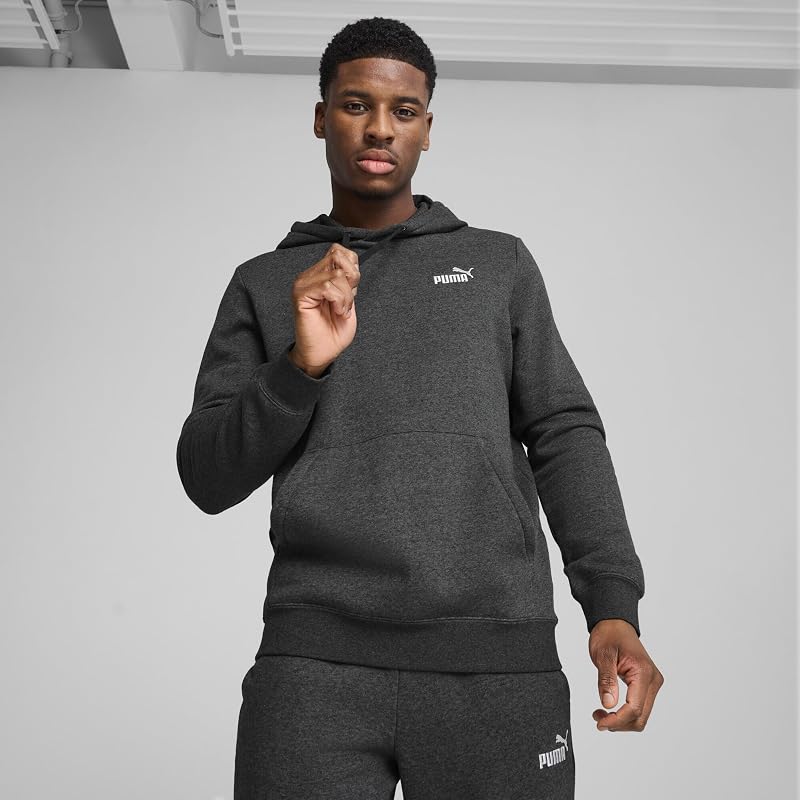 Felpa con Cappuccio Essentials con Logo Piccolo N. 1 da Uomo M, Dark Gray Heather — foto 2 di 5