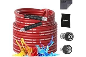 YETIANICAL 3/8" Super Wear Resistant Pressure Washer Hose 50 FT,Kink Resistant Power Washer Replacement Hose Steel Wire Braided for Hot and Cold Water, with M22 14mm to 3/8" Swivel Quick Connect, 4200 PSI
