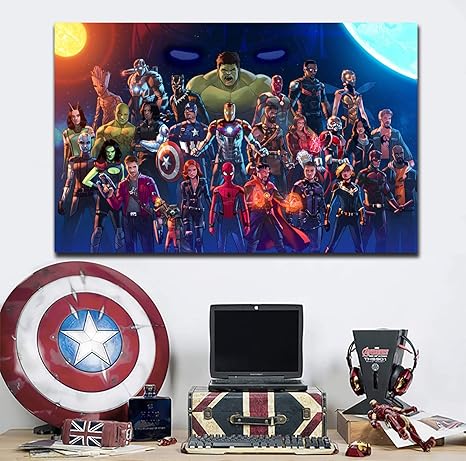 Amazon Marvel アベンジャーズ ファンタスティック ウォールポスター Hd キャンバスプリント ウォールアート アベンジャーズ 抽象画 イラスト 寝室 コーヒーショップ リビングルーム ホームデコレーション フレームなし X12 No Frame アートフレーム ポスター