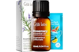 Gya Labs Rosemary Essential Oil - 0.34 Fl Oz - 100% Pure Rosemary Oil for Hair, Skin, Teeth and Gums, Diffuser, Aromatherapy & DIY Candle Making Scent