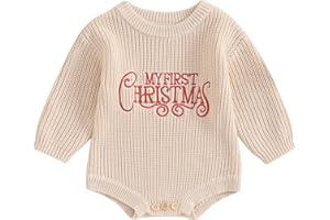 MA&BABY My First Christmas Baby Christmas Sweaters Letter Embroidered Long Sleeve Fall Winter Knitted Pullover