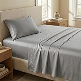 Beckham Hotel Collection Twin XL Sheet Set 100% Cotton, 500TC Luxury Sateen Bedding, 16” Deep Pocket, Moisture-Wicking, 3-Piece, Dark Gray