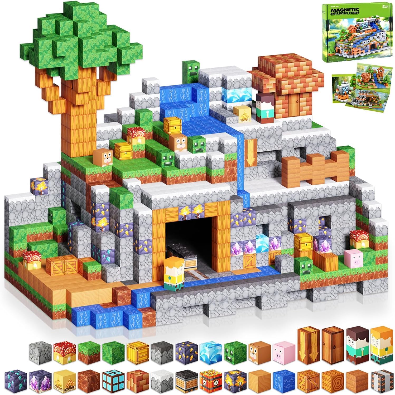 Jooyflares Magnetic Blocks 200pcs Magnetic Building Blocks Tiles Games Creative Toys STEM Sensory Toy for Kids Boys Girls Ages 3 4 5 6 7 8 9 10 Birthday Gifts for Toddlers