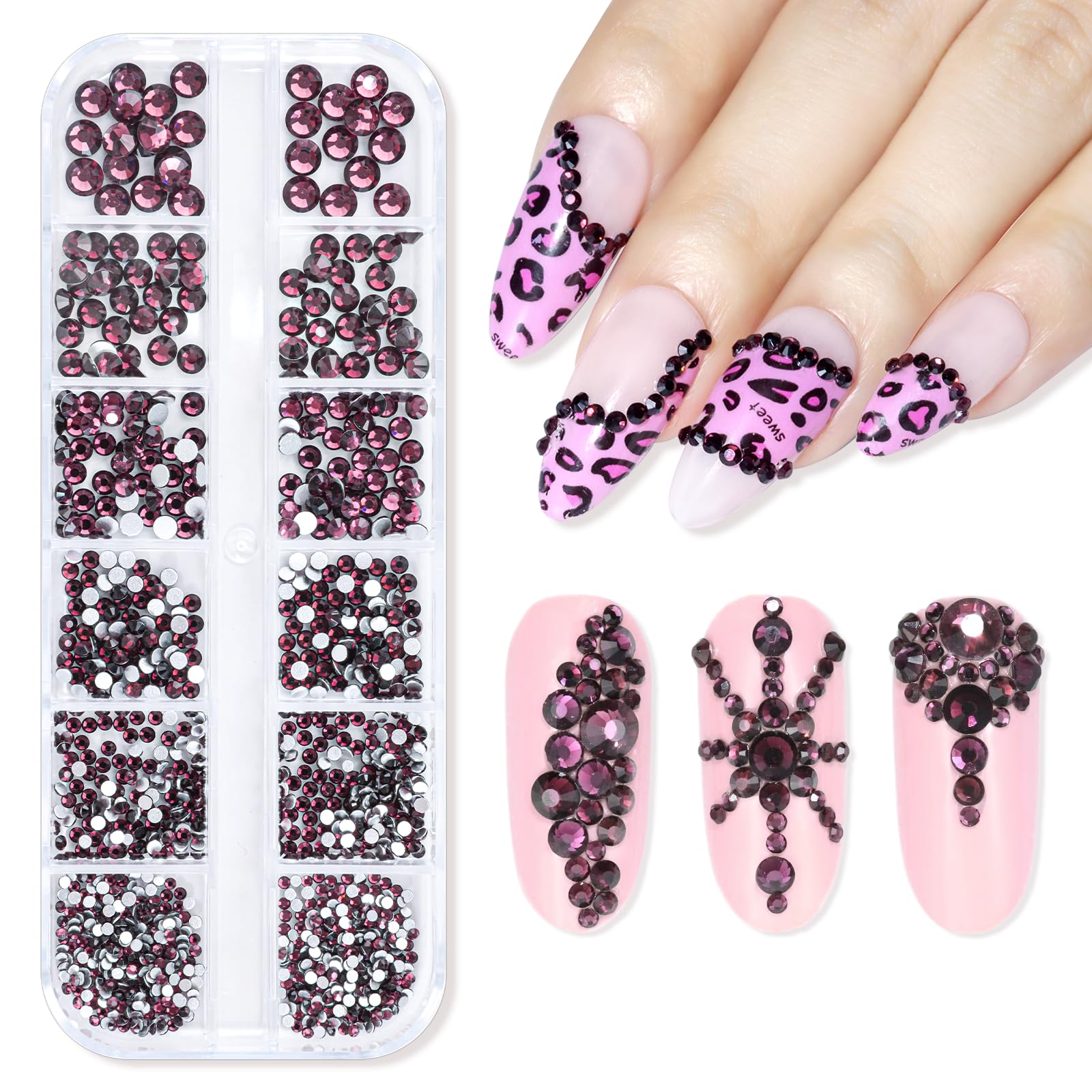 Makartt Rhinestones, Crystal Nail Gems, Flat Back Gems Crystal Nail Rhinestones for Nail, Nail Diamonds Stone Nail Charms DIY Crafts Makeup Nail Accessories