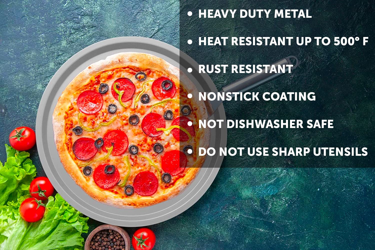 DecorRack 13 Inch Alloy Steel Pizza Pan, Non-Stick Coating, Serving Tray, Round Baking Tray for Oven Use (2 Pack)