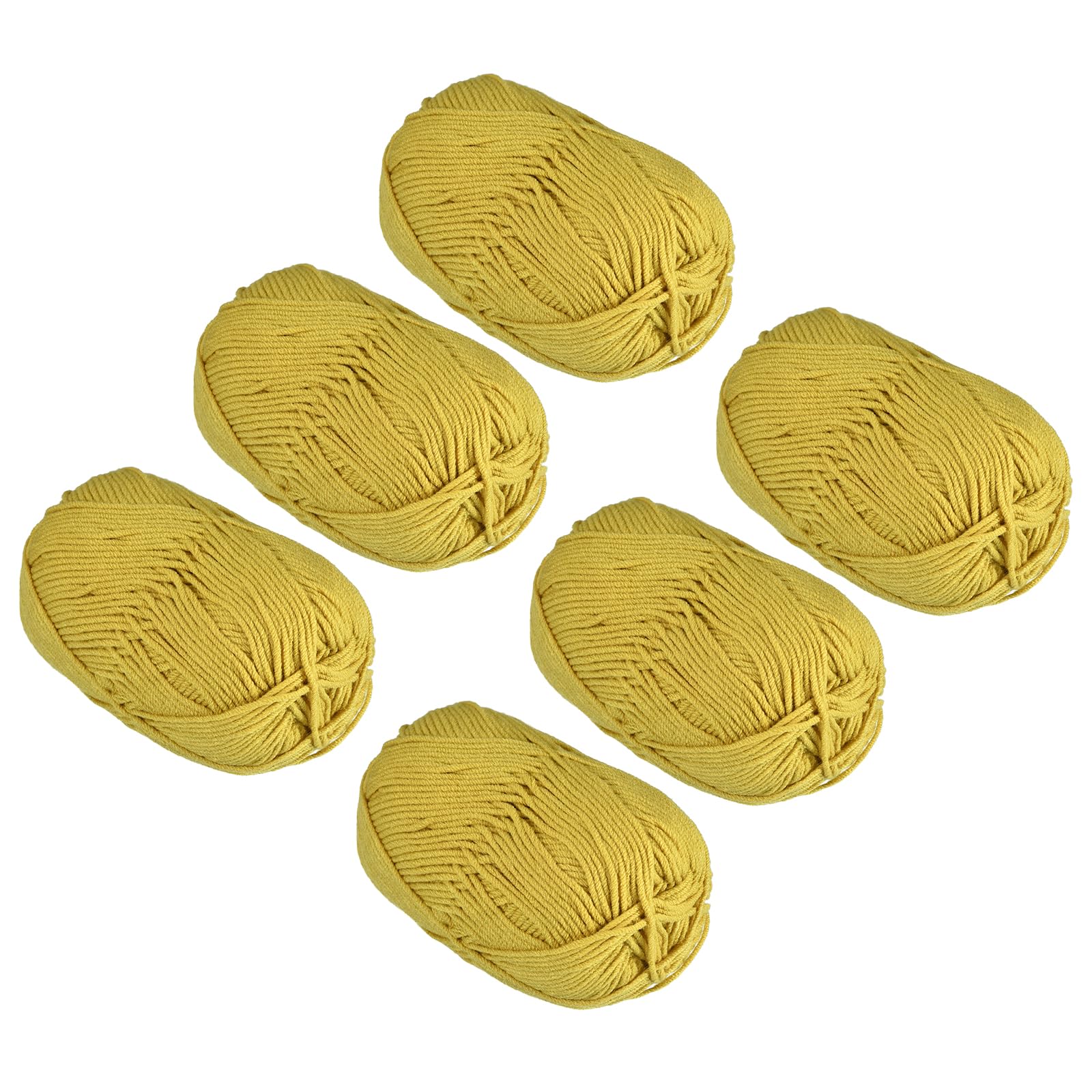 METALLIXITY Acrylic Yarn(50g/1.76oz) 6Pcs, Acrylic Soft Crochet Yarns, Dark Yellow