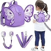 Accmor Toddler Harness Backpack Leash, Cute Butterfly Kid Backpacks with Anti Lost Wrist Link, Mini Child Backpack Harness Leashes Walking Wristband Travel Bag Harness Rein for Baby Girls (Purple)
