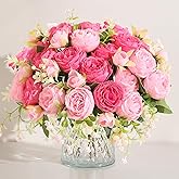 Luyue 2 Packs Pink Peonies Artificial Flowers Faux Peony Bouquet Fake Pink Flowers for Vase Silk Floral Arrangements for Table Centerpiece Wedding Decoration Indoor Home Decor