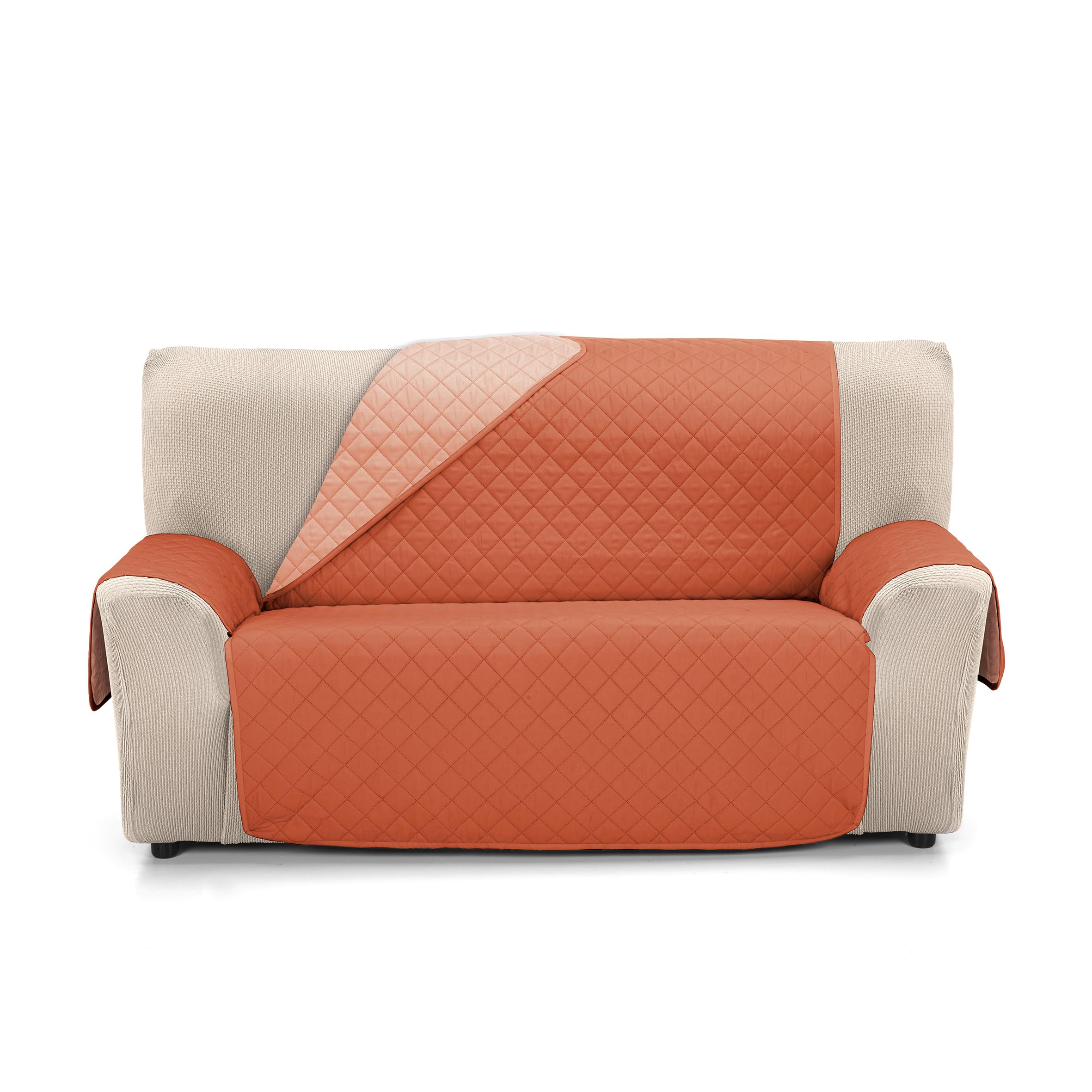 Martina Home Reversible Quilted Sofa Cover Amber 2 Seater Coral Tile