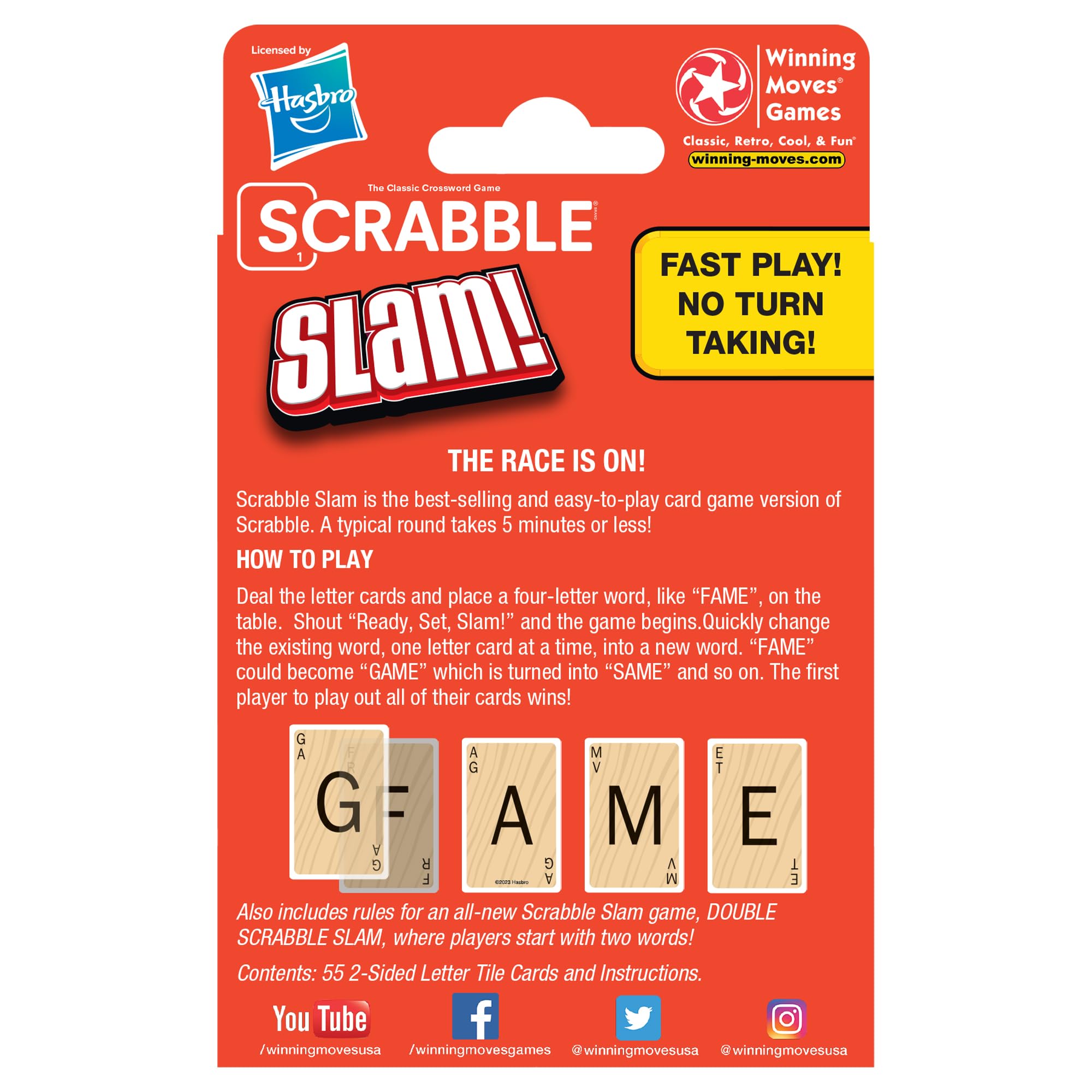 Scrabble Slam Card Game The Original 2000's Mega Hit, Fast-Paced Card Game Version of Scrabble, for 2 to 4 Players, Ages 8+
