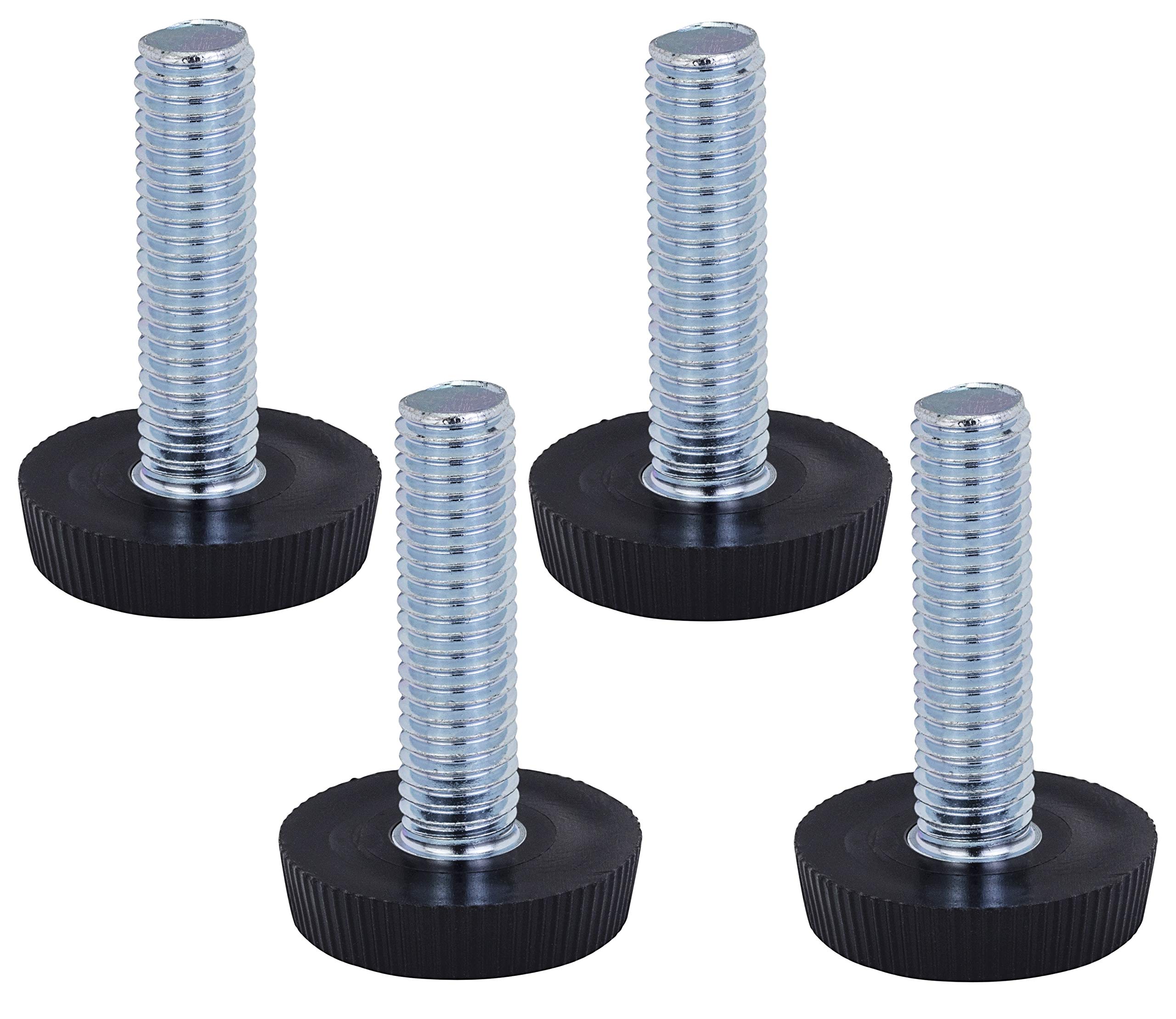 Bulldog Castors Adjustable Levelling Feet/Foot - Set of 4 - M10 Thread with 30mm Foot Diameter - Ideal for Furniture Legs, Appliances and Small Equipment Black