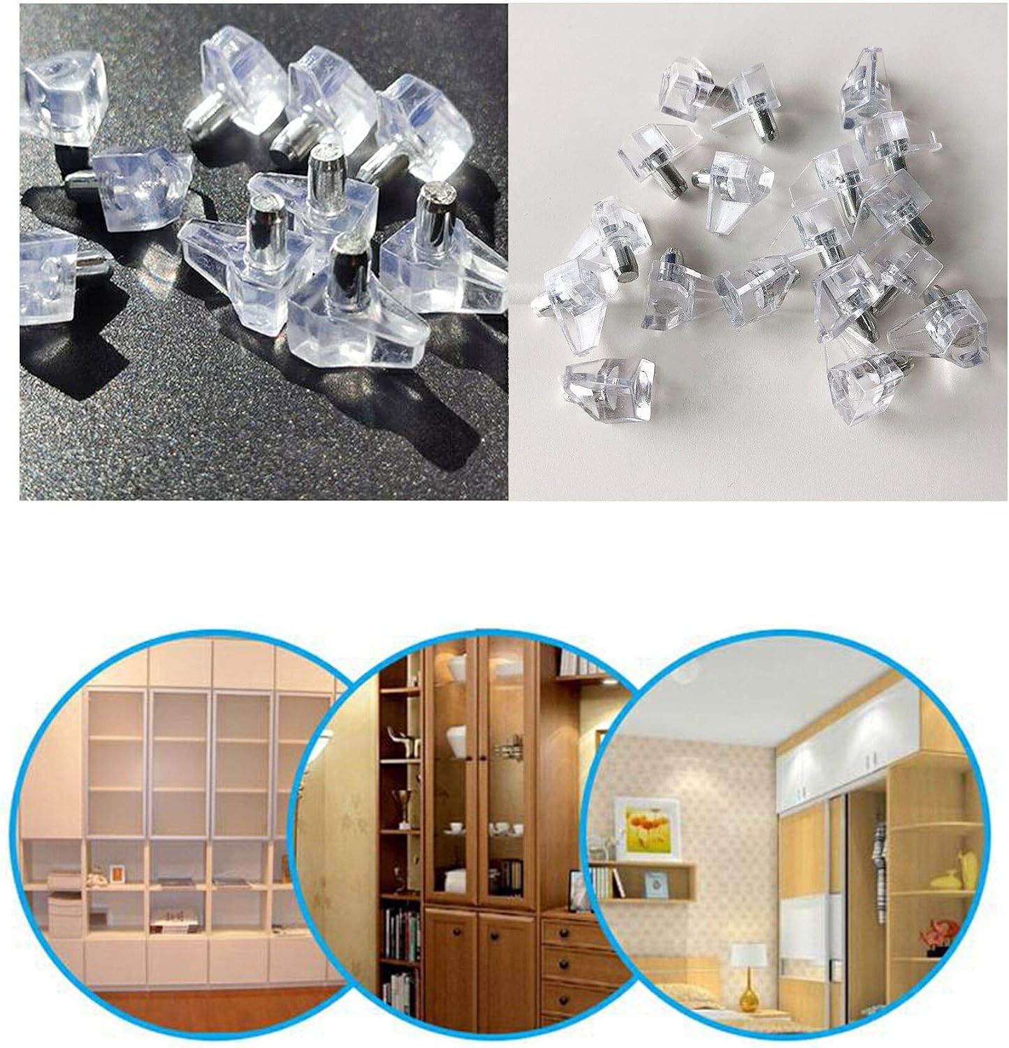 5mm Shelf Support Pegs 120 Pack Clear Cabinet Shelf Pins 60kg Load Plastic Shelf Bracket Pegs Durable Shelf Holder Pins for Kitchen Cupboards Furniture Book Shelves - Image 4