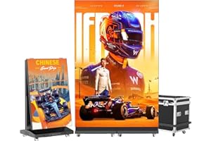 RIXZSIW P1.86 Modular Foldable LED Digital Signage Display,80 inch Spliceable Seamless LED Poster,Foldable Panel,Self-Publishing System with WiFi/USB/HDMI Display Kiosk for Advertising(Black,2Unit)