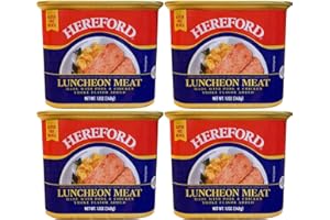 VALUBNDL: Hereford Luncheon Meat – 4 Pack (340g Cans) – 3 lbs Total Bulk Supply – Viande de Porc en Conserve – Fully Cooked C
