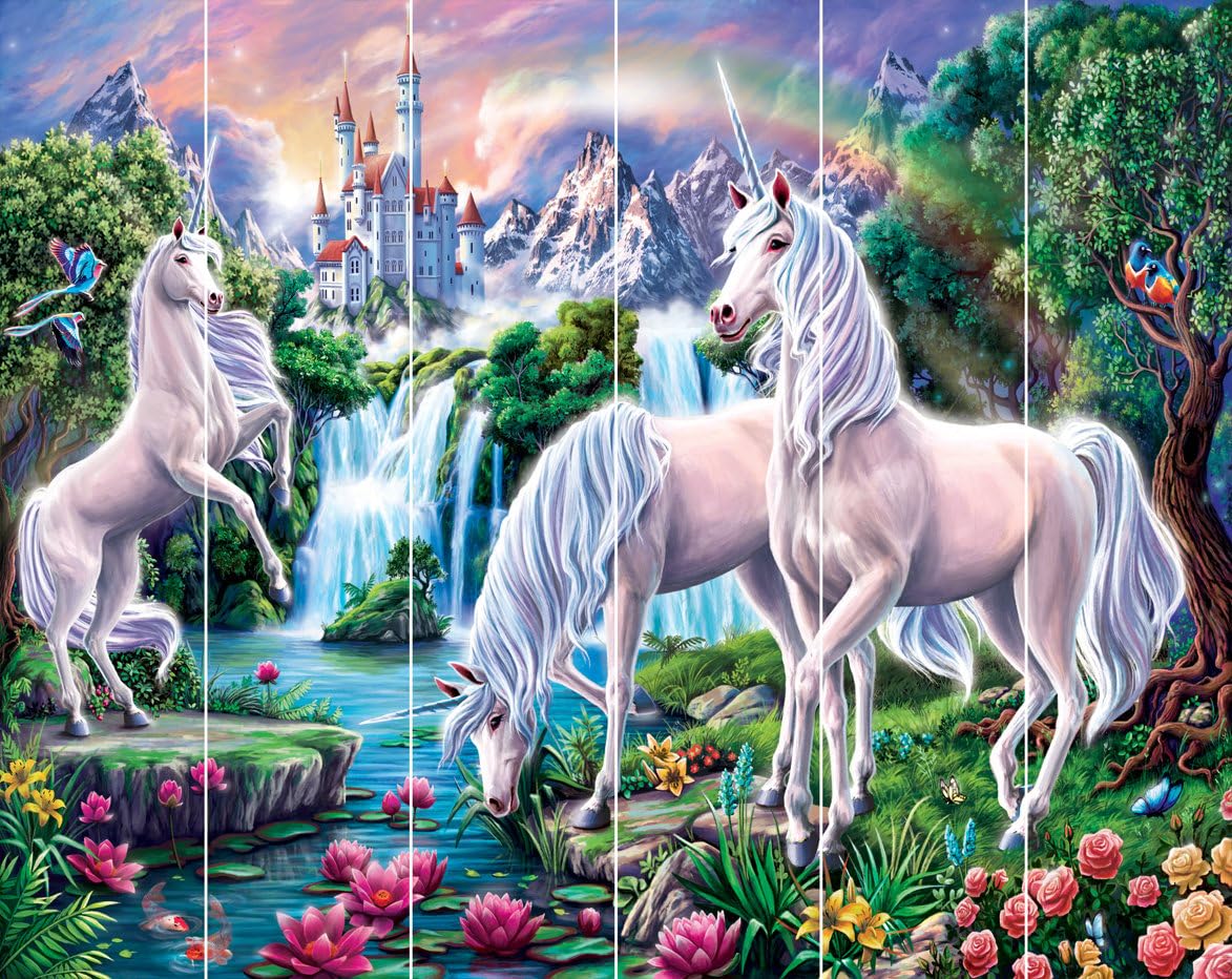 Walltastic Unicorn Paradise Wallpaper Mural, FSC Paper, Multi, 8 feet High x 10 feet Wide, 1 Size