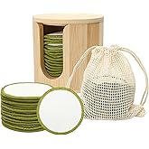 16PCS Reusable Cotton Pads Makeup Remover Face Cotton, Bamboo Storage Box Soft Facial Round, Washable Laundry Zero Waste Cleansing Wipes Storage Bamboo Box Bag Holder for Skin Care Gifts Exfoliating