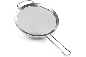 Hatrigo Stainless Steel Fine Mesh Strainer, 5" Diameter Small Mesh Strainers for Kitchen, Fine Mesh Sieve Strainer with Handle, Food Metal Strainer Sieve Sifter, Pasta Strainer
