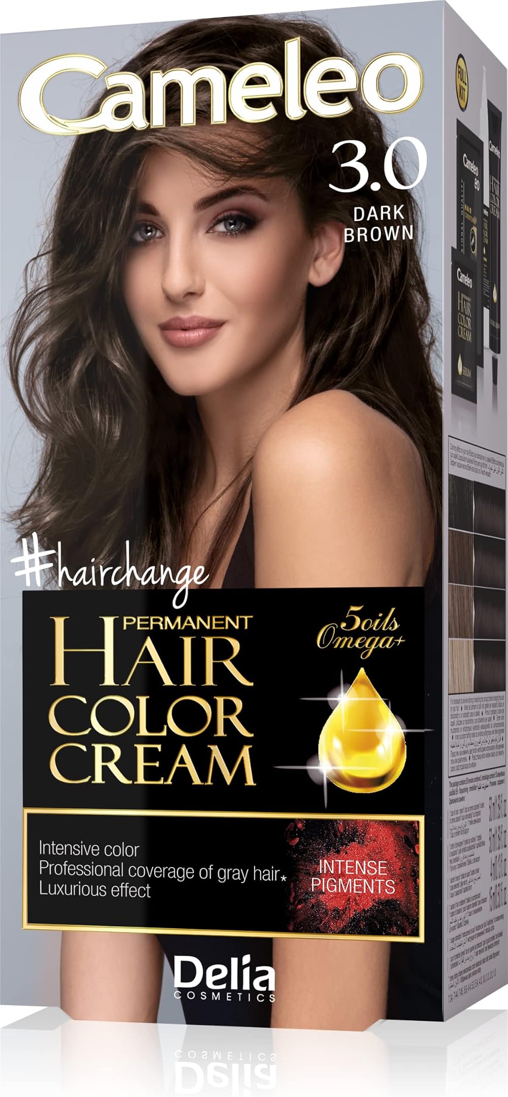 Cameleo Permanent Color Cream Dark Brown by Delia Cosmetics Full Kit