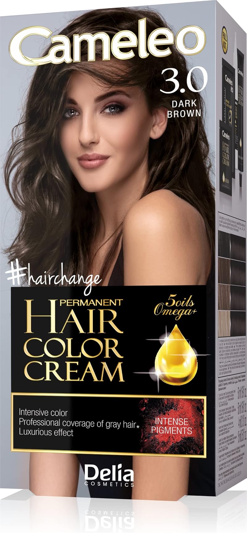 Cameleo Permanent Color Cream Dark Brown by Delia Cosmetics Full Kit