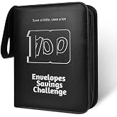 RONMONG 100 Envelopes Challenge Binder, Money Saving Binder, Budget Book | Savings Challenge Book with Cash Envelopes, Tracker and Budget Sheets to Save $5,050, Great for Home, Office and School