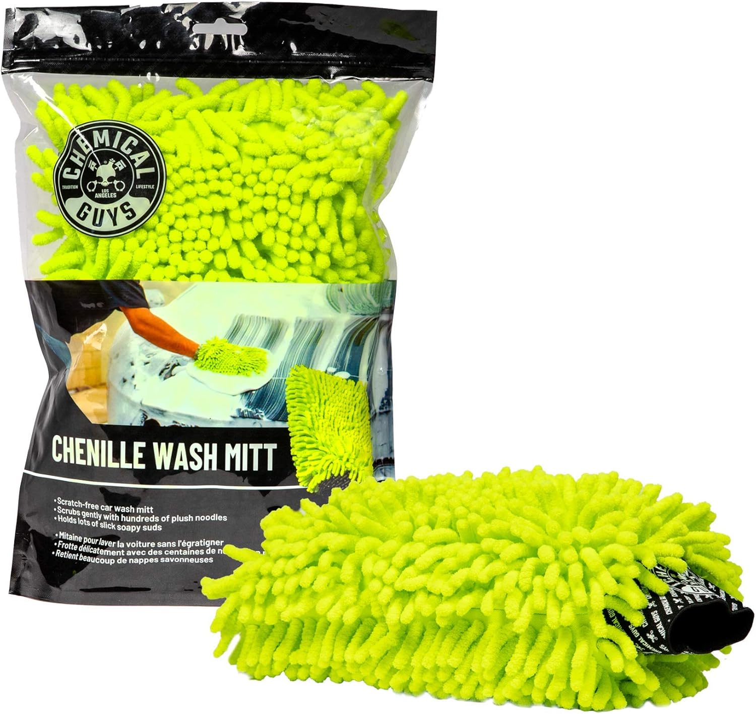 Chemical Guys Chenille Premium Scratch-Free Microfiber Wash Mitt,, MIC493, Lime Green: Automotive